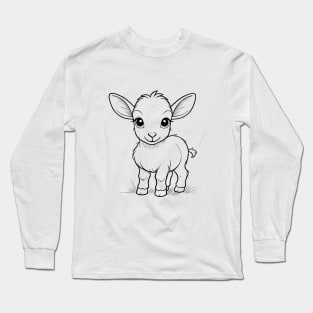 Cute Baby Goat Animal Outline Long Sleeve T-Shirt